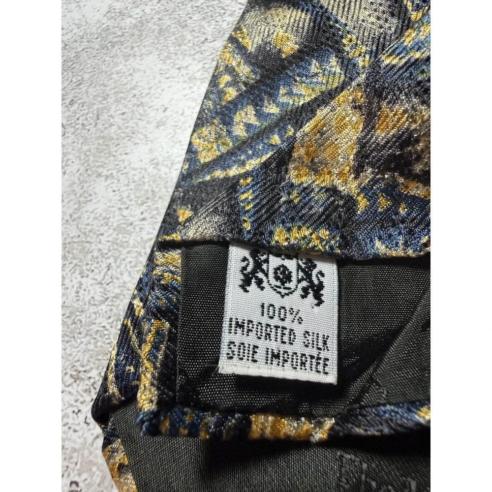 New Directions Metropolitan Museum Art Silk Tie Men Black Gold Geometric Necktie